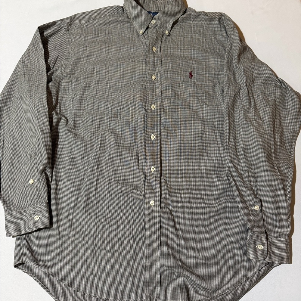 Ralph Lauren Gray Houndstooth Button-Down Shirt -Large